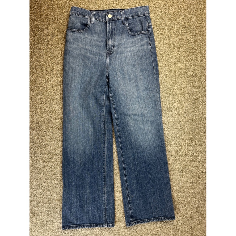 J Brand Joan Crop High Rise Wide Leg Jeans Size 27 Synchronize Blue Festival
